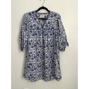 Mirth floral block blue and white printed dress size small